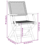 vidaXL Chaises de Jardin Lot de 2 Beige Bois Massif d'acacia et rotin, siège de Jardin, siège d'extérieur, Chaise Pliable, siège de Jardin