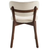Happy Garden Lot de 2 chaises Aura en Bois foncé et Tissu Boucle Beige, Rembourrage Mousse, Pieds en Acier