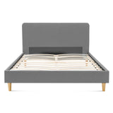 IDMarket - Lit Double scandinave Balta avec tête de lit et sommier 140 x 190 cm Tissu Gris Clair