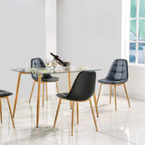 C L'AFFAIRE Table Repas Rectangulaire 115cm Plateau en Verre Pieds Métal Effet Bois