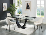 Vente-unique - Table à Manger 8 Personnes en Verre trempé, MDF et Acier Inoxydable - Noir - Mezzo II
