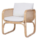 Casa Moro BIMA CF2221 Fauteuil en rotin avec 2 coussins et accoudoirs extra large en rotin naturel | Chaise rétro bohème chic pour jardin, terrasse, salle à manger