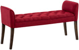 CLP Banquette Cleopatra en Tissu I Banc Rembourré avec Accoudoirs Style Chesterfiled I Piétement en Bois I Banquette Capitonnée 133 x 64 x 43cm, Couleur:Rouge, Couleur du Cadre:Antique foncé
