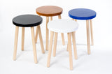 Spec-Wood Tabouret en Bois - Table Basse et Support de Fleurs - Décoration et Support pour Plantes - Rond - Blanc/Hêtre Naturel