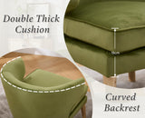 chairus Fauteuil Salon Moderne, Chaise Rembourrée en Velours avec Pieds en Bois, Fauteuil Relax avec Coussin Epais pour Salon, Chambre, Vert