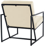 CLP Fauteuil Lounge Avon en Velours I Chaise Capitonnée avec Pieds en Métal I Cadre Solide, Couleur:crème
