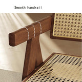 Chaise de salle à manger en rotin avec accoudoirs et coussin ajouré pour salon, chambre à coucher, salle de lecture et bureau, finition noyer