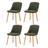 Goeurvant Chaises Salle à Manger Pieds Bois Lot de 4, Chaises Lin de Cuisine avec Dossier, Chaises Salon Modernes et Moelleuse, Vertes