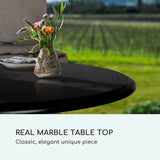 blumfeldt Patras - Table de bistrot avec Bord décoratif, Table Haute avec Pied en Fonte, Table de Bar pour l'intérieur et l'extérieur, imperméable, résistante au Gel, Ø 60cm, Hauteur 71 cm, Noir