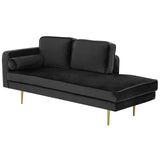 Chaise Longue Méridienne Côté Gauche en Velours Noir Assise Confortable pour Salon Glamour et Moderne Beliani