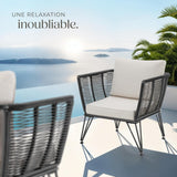 tectake® Lot de 2 Fauteuil Salon Fauteuil Exterieur Chaise de Jardin en Résine tréssée pour Salon de Jardin Exterieur, Coussins Inclus, Amenagement Balcon Terrasse