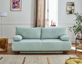 Bestmobilier - Canapé Convertible avec Coffre Cristal en Velours Côtelé - Canapé Lit - Sofa Bleu 3 Places - Salon