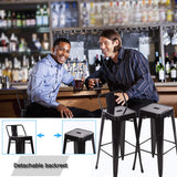 FDW Lot de 2 tabourets de Bar empilables en métal à Hauteur réglable de 76,2 cm, chaises de Cuisine, de terrasse, de Salle à Manger, tabourets de Bar Style Tolix, Noir