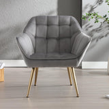 chairus Fauteuil Scandinave de Salon avec Pieds en Métal Modern Chaise de Chambre Capitonné en Velours (Gris-1)