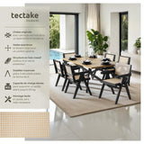 tectake® Chaise de Salle à Manger Design Noir en Bois Massif & Cannage Chaise de Table à Manger avec Accoudoirs Confortable pour Coiffeuse, Chambre, Cuisine, Bureau, Cabinet, Dressing