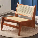 wanghaiyanBD Chaise d'appoint en rotin, design moderne du milieu du siècle, assise confortable pour chambres, balcons et terrasses, finition noyer