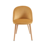BAÏTA Lot de 2 chaises Macaron Velours Ocre Pieds hêtre Massif