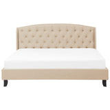 Lit Double en Tissu Beige 180 x 200 cm Haute Tête de Lit Chesterfield avec Touche Glamour pour Chambre au Style Moderne ou Classique Beliani