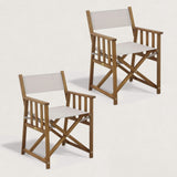 Fauteuil réalisateur en Bois Joy - Lot de 2 Fauteuils livrés montés par Lot de 2 Légers et Pratiques Tissu Spun Polyester 320g Doux et déperlant Beige Ivoire