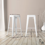 CLP Tabouret de Bar Joshua I Tabouret de Bar empilable en métal I Chaise de Bar avec Repose-Pieds I Hauteur d'assise 76 cm I Tabouret empilable, Couleur:Blanc