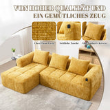 Sapgaks Canapé convertible pour 1 à 3 places, canapé modulaire, canapé d’angle avec poches latérales, tissu chenille, avec chaise longue et accoudoirs, coussins de siège inclus (Jaune + Chenille + 3