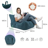 Ecopuf Flavio Chaise Longue Pouf Fauteuil Velours - Pouf Salon avec Pochette et Poignée, Rembourré - Fauteuil Relax Salon - Canapé Pouf - Pouf Chambre - Blanc crème Sz03