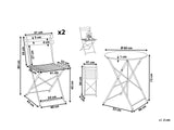 Salon de Jardin Bistrot Table et 2 Chaises en Acier Blanc Pliable avec Patins Fiori