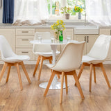 MEUBLE COSY Table Salle à Manger Ronde Scandinave 2-4 Personnes pour Salon Cuisine, en Bois d'ingénierie et métal, Blanc, 80x80x73cm