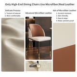 FATIVO Lot de 2 Chaises Salle à Manger: Chaise Beige et Marron de Cuisine en Cuir Confortable Chaise Design Salon avec Pieds en Métal Rembourrée pour Restaurant - 50x52x80.5cm