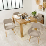 MEUBLE COSY Lot de 2 Chaises de Salle à Manger Scandinave Fauteuil Assise rembourrée en tissu Pieds en métal pour Cuisine Salon Chambre Bureau, Brune, Beige