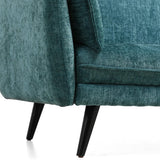 Meubletmoi Canapé 3 Places Convertible en Tissu Doux Bleu Canard avec Pieds en Bois d'Eucalyptus Noir - Hugues
