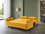 EVERGREENWEB Canapé-lit 3 Places Convertible en Lit avec Matelas 160x190 Effet Massant 0rthopédique, Extensible Sofa Bed Pliable, Housse Déhoussable et Lavable Couleur Jaune, 2 Coussins Inclus | EDITH