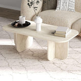 HOMIFAB Table Basse rectangulaire Effet Travertin 120 cm - Ivy