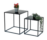 DanDiBo Lot de 2 tables basses en métal noir pour salon 96252 Table d'appoint 52 cm et 42 cm