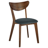 Lot de 2 Chaises de Salle à Manger en Bois d'Hévéa Foncé et Polyester Gris Erie