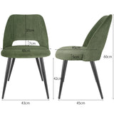 ANVOFONG Chaise de Salle à Manger Lot de 4,Chaise de Cuisine avec Pieds IndéPendants,Chaise Coiffeuse Tapissée en Velours Côtelé,Vert Armée Loungesessel,pour Salle à Manger,Salon,Cuisine,Chambre