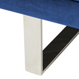 Canapé Convertible 2 Places en Velours Bleu Marine Accoudoirs Ajustables York