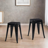 DUHOME Tabouret de Bar Industriel Chaise Salle à Manger Lot de 2 Tabouret Empilables Siège Bistrot Cadre en Métal pour Cuisine Restaurants (Noir, 46cm)