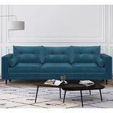 HOMIFAB Canapé 3 Places Convertibles en Velours Bleu Canard - Viktor