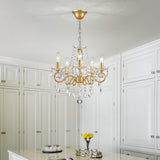 WUZUPS Chandelier Cristal Plafonnier Pendentif Flushmount Luminaire Moderne pour Chambre à Couloir Bar Cuisine Salle de Bain, H42 W43, Gold, Base E14