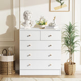 LEADZM Commode Blanche à 5 tiroirs, Meuble Rangement, Commode Chambre, Armoire à tiroirs 66 x 33 x 76cm