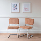 Happy Garden Lot de 2 chaises Cantilever Maria en Velours côtelé Terracotta, Rembourrage Mousse, Structure en Acier Gris - Design Moderne, Allure Vintage, chaises Table à Manger, Bureau et Chambre