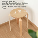 Tabouret Empilable en Bois Massif, Hauteur 45 Cm, sans Dossier, Assise Ronde, Idéal for La Salle À Manger, Le Salon,Et Le Balcon(Yellow)