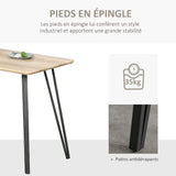 HOMCOM Table à Manger Design Industriel Grand Plateau dim. 120L x 60l x 75H cm Pieds métal Noir en épingles MDF Aspect chêne Clair