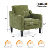 VINGLI Chaise d'appoint vert olive pour salon, chambre à coucher – Fauteuil moderne du milieu du siècle, siège rembourré confortable pour appartement, salle d'attente