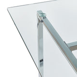 Table de Repas en Verre Trempé 160 x 90 cm Pieds Argentés Envia