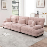 EURHCIO Canapé 3 Places en Chenille,Canapé Modulable avec Coussin et Accoudoirs Rembourrés Circulaires,pour Salon,Bureau et Home Cinéma (Rose)