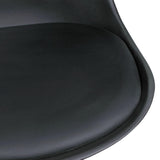 FineBuy Chaise de Salle à Manger Noir Lot de 2 Plastique/Similicuir Design Rétro | Chaise Cuisine avec Dossier et Jambes Noires | Chaise rembourrée Capacité de Charge maximale 110 kg