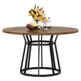 Tribesigns table ronde pour 4 personnes, table de salon et cuisine rond avec base en métal, 120 cm manger