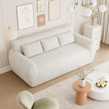 Vesgantti Canapé 3 Places 200 × 94 × 80 cm en Velours Côtelé, Canapé de Sol Rembourré avec 3 Coussins, sans Montage, Idéal pour Salon, Chambre et Bureau, Blanc